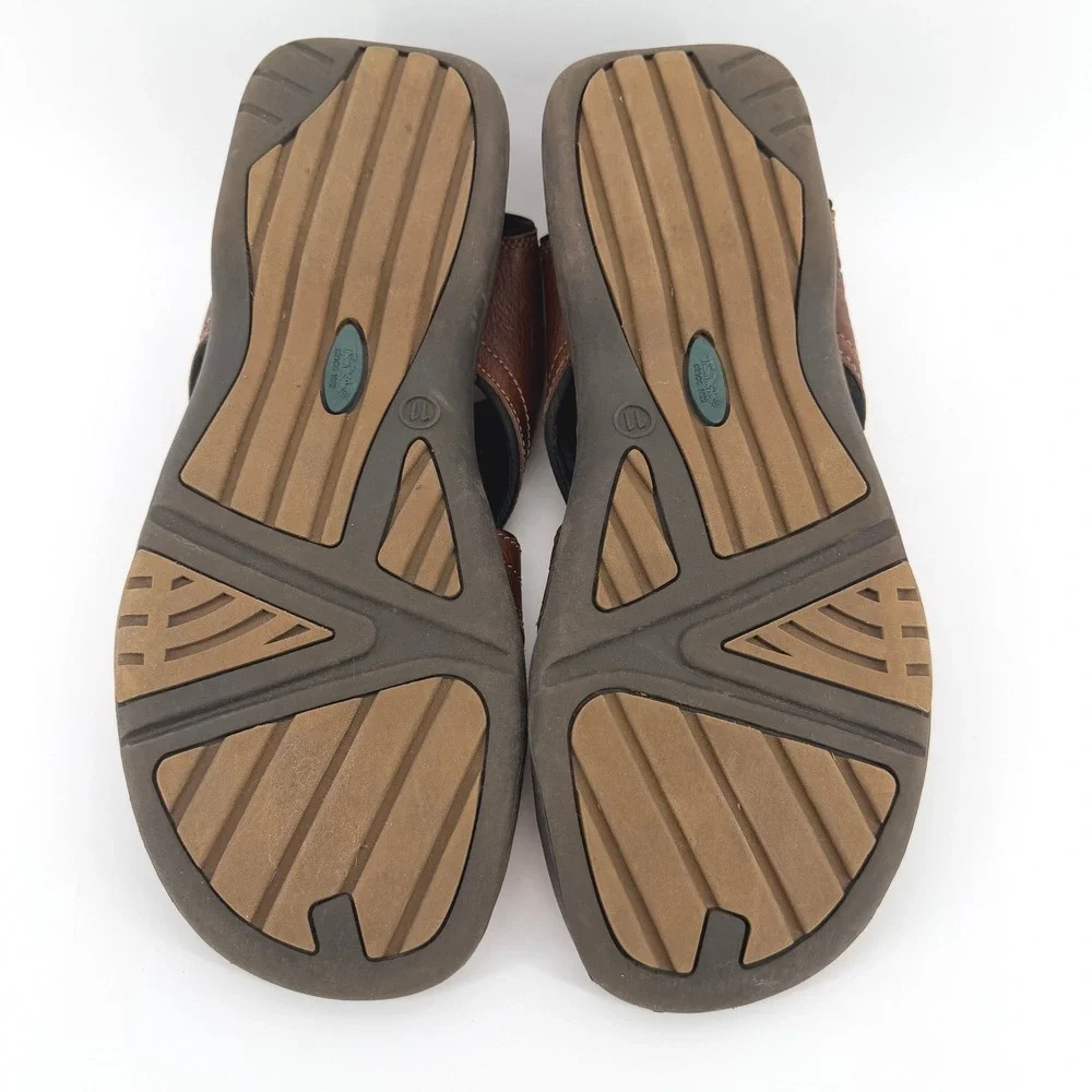 Thom McAn Brown Leather Fisherman Sandals Shock Absorbing Breathable Mens 11